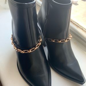 ASOS Wide Fit Elvin Western boots with gold chain